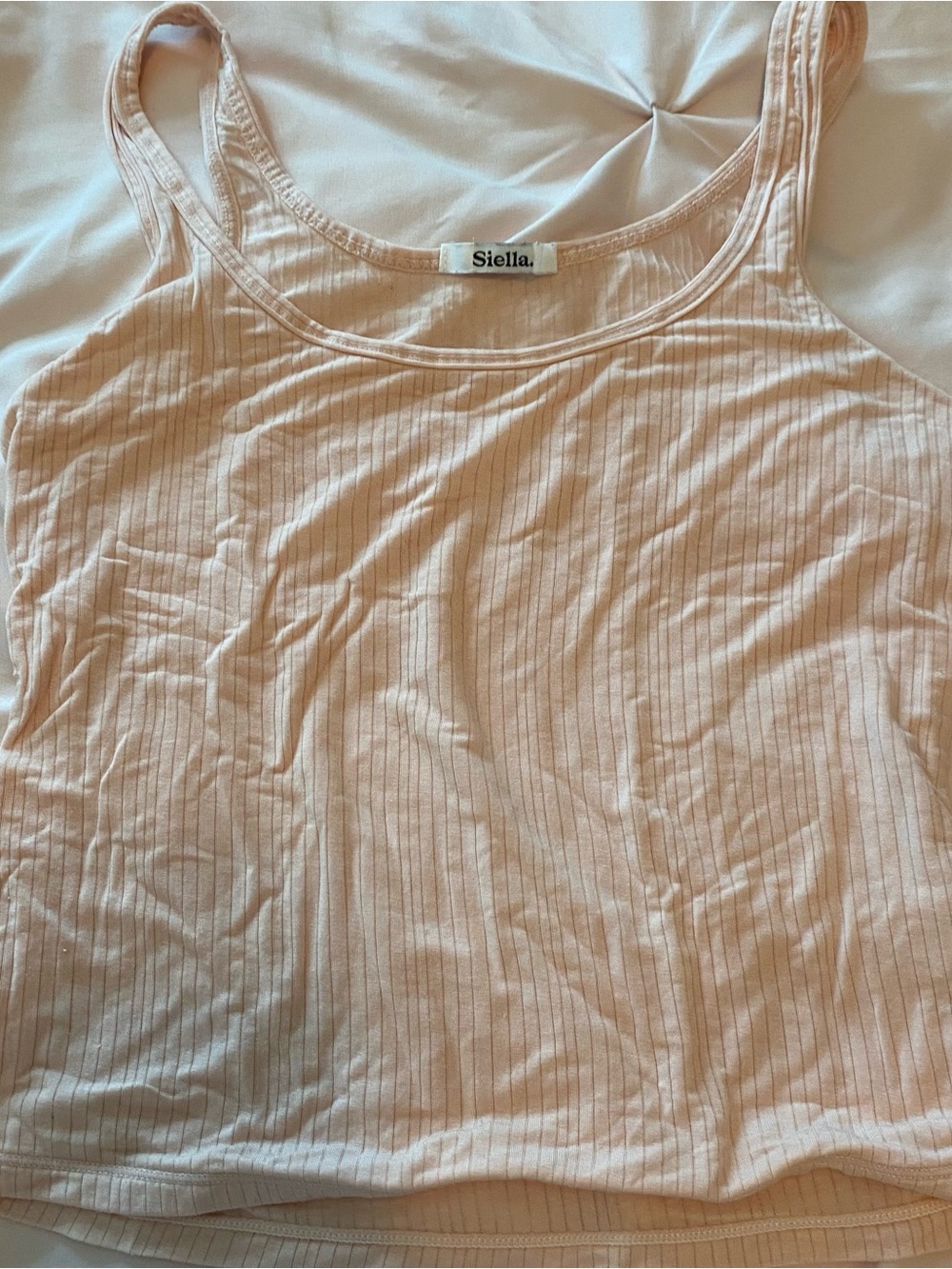 Siella Light Pink Ribbed Scoop Tank Top